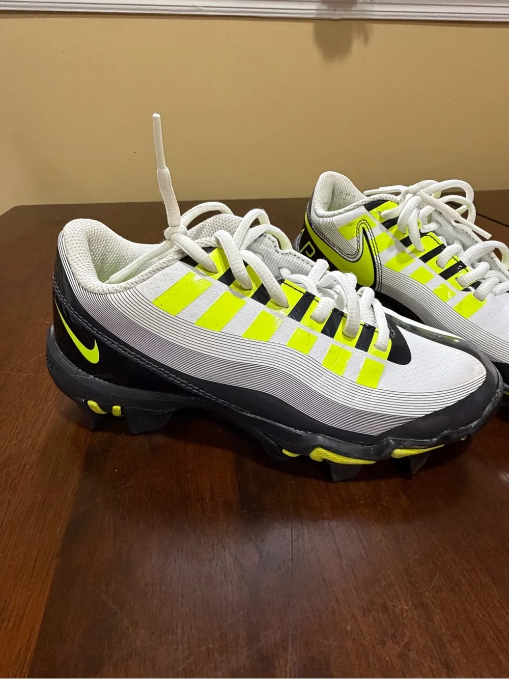 Nike Vapor Edge Football Cleats Youth 2Y Volt Black White DQ5111-715